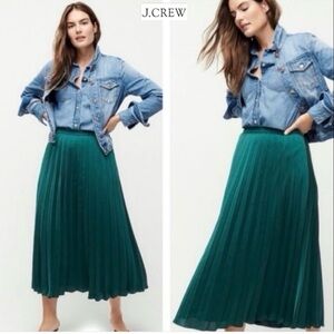 J. Crew Emerald Green Pleated Maxi Skirt